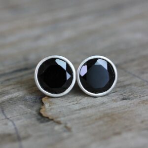 Handmade Classic Large Black Spinel Sterling Post Earrings Handmade Classic Large Black Spinel Sterling Post Earrings