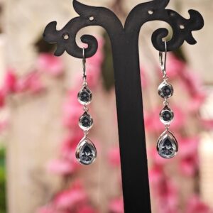 Unique Grey Spinel Earrings For Women Multi Gemstone Dangle Drop 925 Silver Grey Spinel Wedding Earrings Long Bridal Earrings Gift For Women