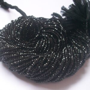 2.5mm Black Spinel Faceted Rondelle Beads: Aaa Gemstone Strand