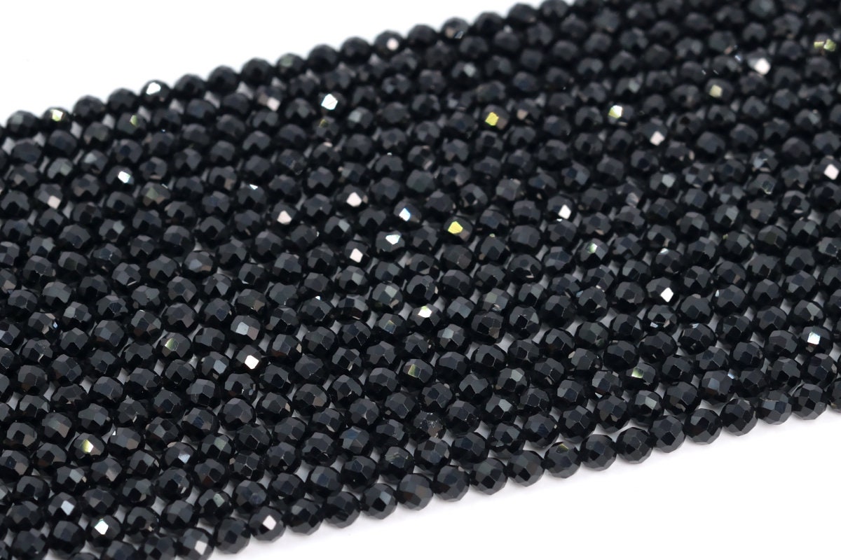 2mm Black Spinel Beads Grade Aaa Genuine Natural Gemstone Full Strand Faceted Round Loose Beads 15" Bulk Lot Options (107445-2375)