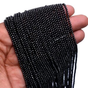 2mm Black Spinel Micro Faceted Round Gemstone Beads