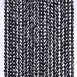 2mm Genuine Black Spinel Gemstone Micro Faceted Round Loose Beads 14.5 Inch Full Strand (80004732-107)