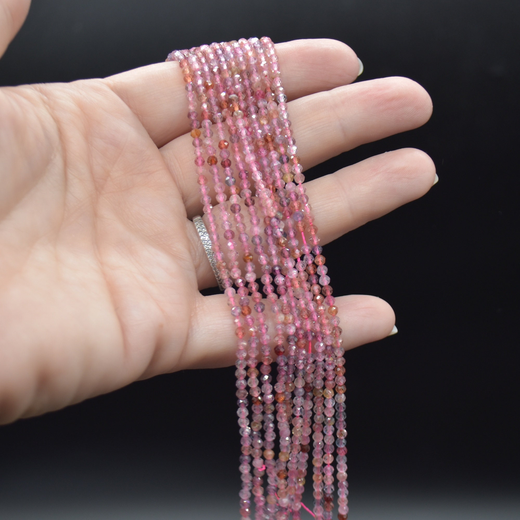 2mm Multi Colour Spinel Faceted Round Beads | 15" Strand | Natural Gemstone Beads For Jewellery Making