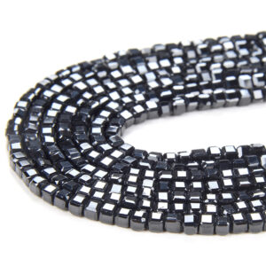 2mm Natural Black Spinel Gemstone Grade Aaa Micro Faceted Diamond Cut Cube Loose Beads (p42)