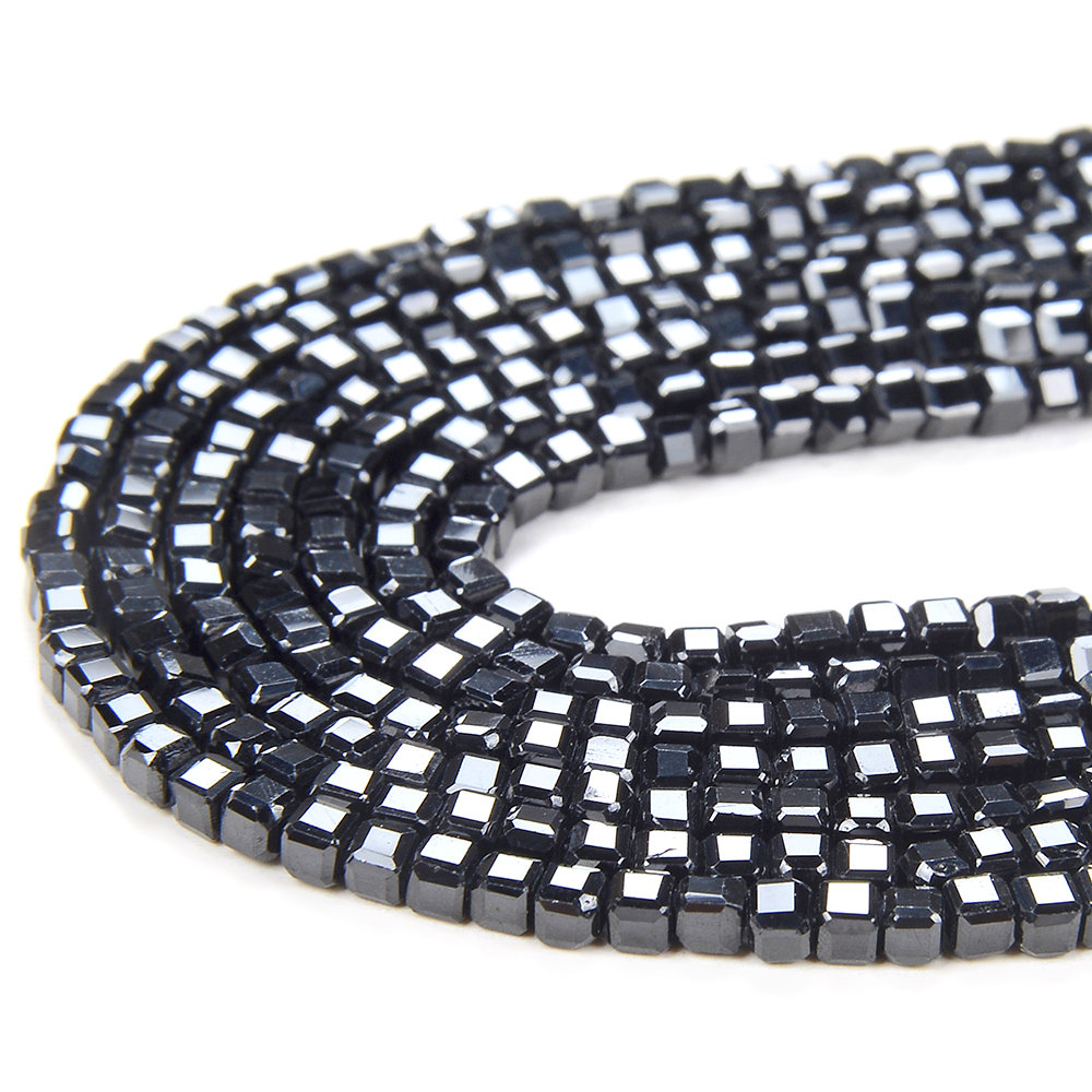 2mm Natural Black Spinel Gemstone Grade Aaa Micro Faceted Diamond Cut Cube Loose Beads (p42)