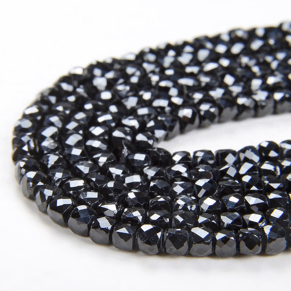 2mm Natural Black Spinel Gemstone Grade Aaa Micro Faceted Cube Loose Beads 7.5 Inch Half Strand (80008523 H-p8)