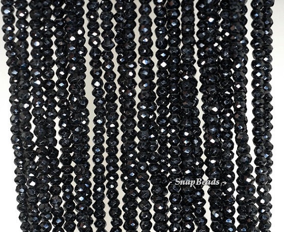2x3mm-3x3mm Black Spinel Gemstone Grade A Faceted Rondelle Loose Beads 14 Inch Full Strand Lot 1,2,6,12 And 50 (90187174-95)
