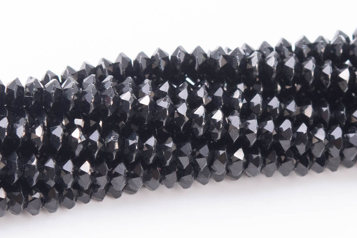 3x2mm Black Spinel Beads Grade Aaa Genuine Natural Gemstone Full Strand Faceted Rondelle Loose Beads 15" Bulk Lot Options (110834-3252)