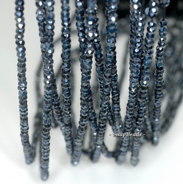 3x2mm Black Spinel Titanium Gemstone Faceted Rondelle Loose Beads 13.5 Inch Full Strand (90187176-95)