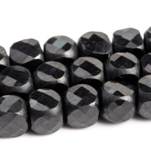 4mm Black Faceted Cube Spinel Beads Grade Aa Genuine Natural Gemstone Loose Beads 15" / 7.5" Bulk Lot Options (111720)