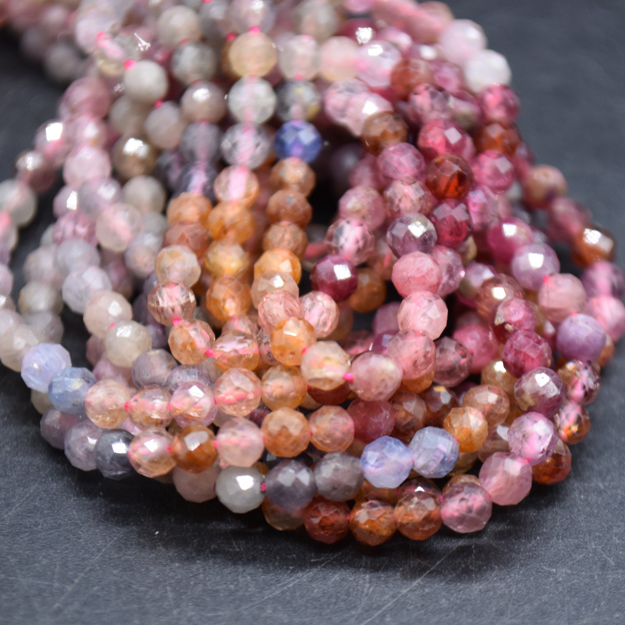 4mm Multi Colour Spinel Gemstone - Faceted - Round Beads - 15" Strand | Semi-precious Gemstone Beads For Jewellery Making