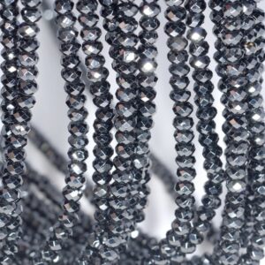 4x3mm Black Spinel Gemstone Grade Aaa Fine Faceted Cut Rondelle Loose Beads 15.5 Inch Full Strand (80001660-791)