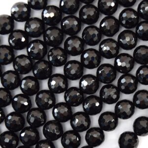 Aa Natural Faceted Black Spinel Round Beads Gemstone 15.5" Strand 2mm 3mm 4mm