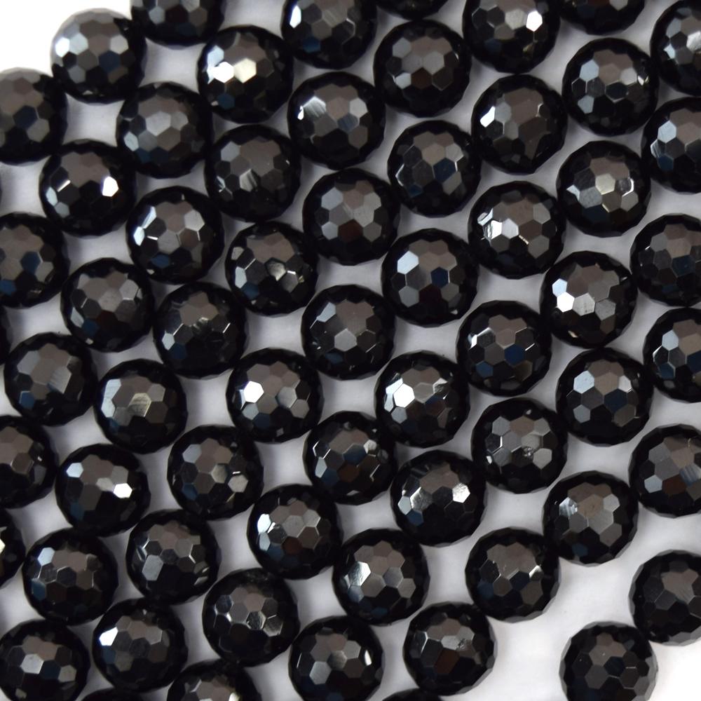 Aa Natural Faceted Black Spinel Round Beads Gemstone 15.5" Strand 2mm 3mm 4mm