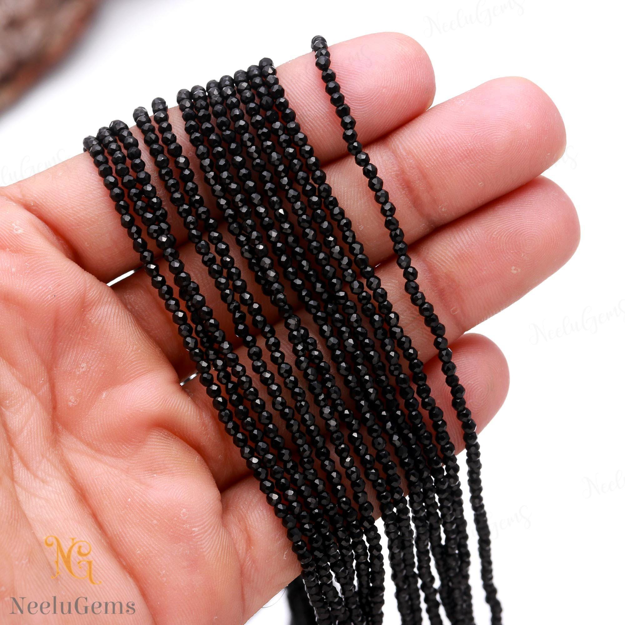 Aaa+ Natural Black Spinel Microcut Faceted Beads,2.2-2.3 Mm Black Spinel Tiny Rondelle Beads,13"gemstone Beads For Handmade Jewelry