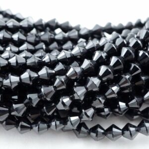 Black Spinel Beads (bicone)(micro)(faceted)(4mm)(15.5"strand)