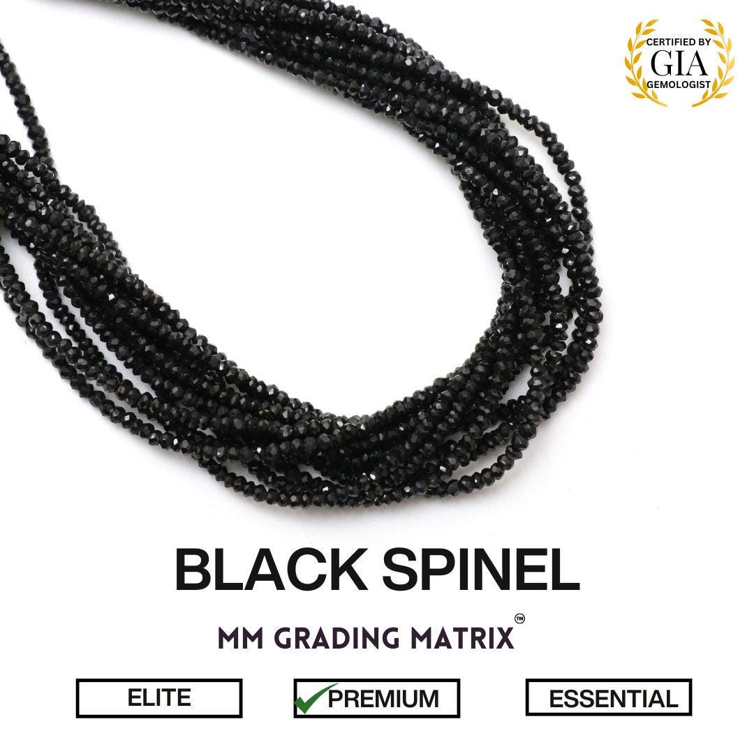 Black Spinel Gemstone Beads, 2.5 Mm, Natural Spinel Faceted Rondelle Shape Beads, Spinel Faceted Beads, Black Spinel Beads For Jewelry