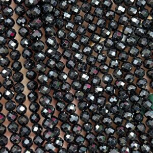 Black Spinel Faceted Natural Stone Beads Gemstone Beads For Jewelry Making 2mm 3mm 4mm 5mm 6mm 15''