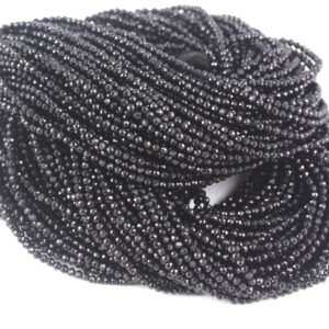 Black Spinel Rondelle Beads: 2mm Faceted Gemstone Strand, 13 Inch