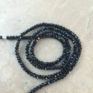 Black Spinel Faceted Rondelles, 2.5 Mm, 16 Inch Strand