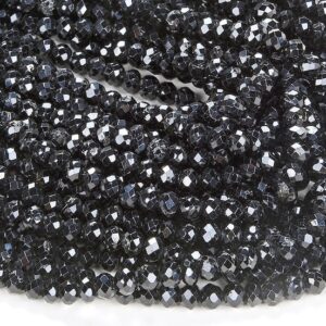 Natural Black Spinel Gemstone Grade A Micro Faceted Rondelle 5x4mm Loose Beads Bulk Lot 1,2,6,12 And 50 (d72)