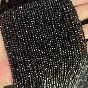 Natural Faceted Spinel Round Beads,spinel Beads,2mm 3mm 4mm Natural Faceted Spinel Beads,one Strand 15",black Beads