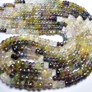 Rare Spinel Rondelle Beads 13 Inches - Natural Faceted Gray Multi Spinel Rondelles,size Is 3-5.5 Mm #1493