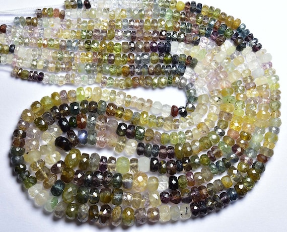 Rare Spinel Rondelle Beads 13 Inches - Natural Faceted Gray Multi Spinel Rondelles,size Is 3-5.5 Mm #1493