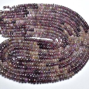 Rare Unique Dark Purplish Spinel Rondelle Beads - Natural Faceted Burmeese Spinel Rondelles - Size Is 3.5 -5 Mm #878