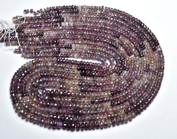 Rare Unique Dark Purplish Spinel Rondelle Beads - Natural Faceted Burmeese Spinel Rondelles - Size Is 3.5 -5 Mm #878