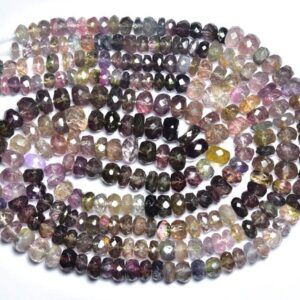 Rare Unique Purple Gray Spinel Rondelle Beads - 8.5 Inche Natural Faceted Burmeese Multi Purple Gray Spinel Rondelles - Size Is 5 -6 Mm #417
