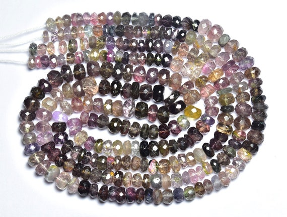 Rare Unique Purple Gray Spinel Rondelle Beads - 8.5 Inche Natural Faceted Burmeese Multi Purple Gray Spinel Rondelles - Size Is 5 -6 Mm #417