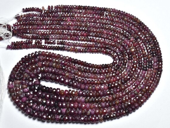 Rarest Dark Red Spinel Rondelle Beads - 9.25 Inches Natural Faceted Burmeese Spinel Rondelles - Size Is 3.5 -5.5 Mm #1720