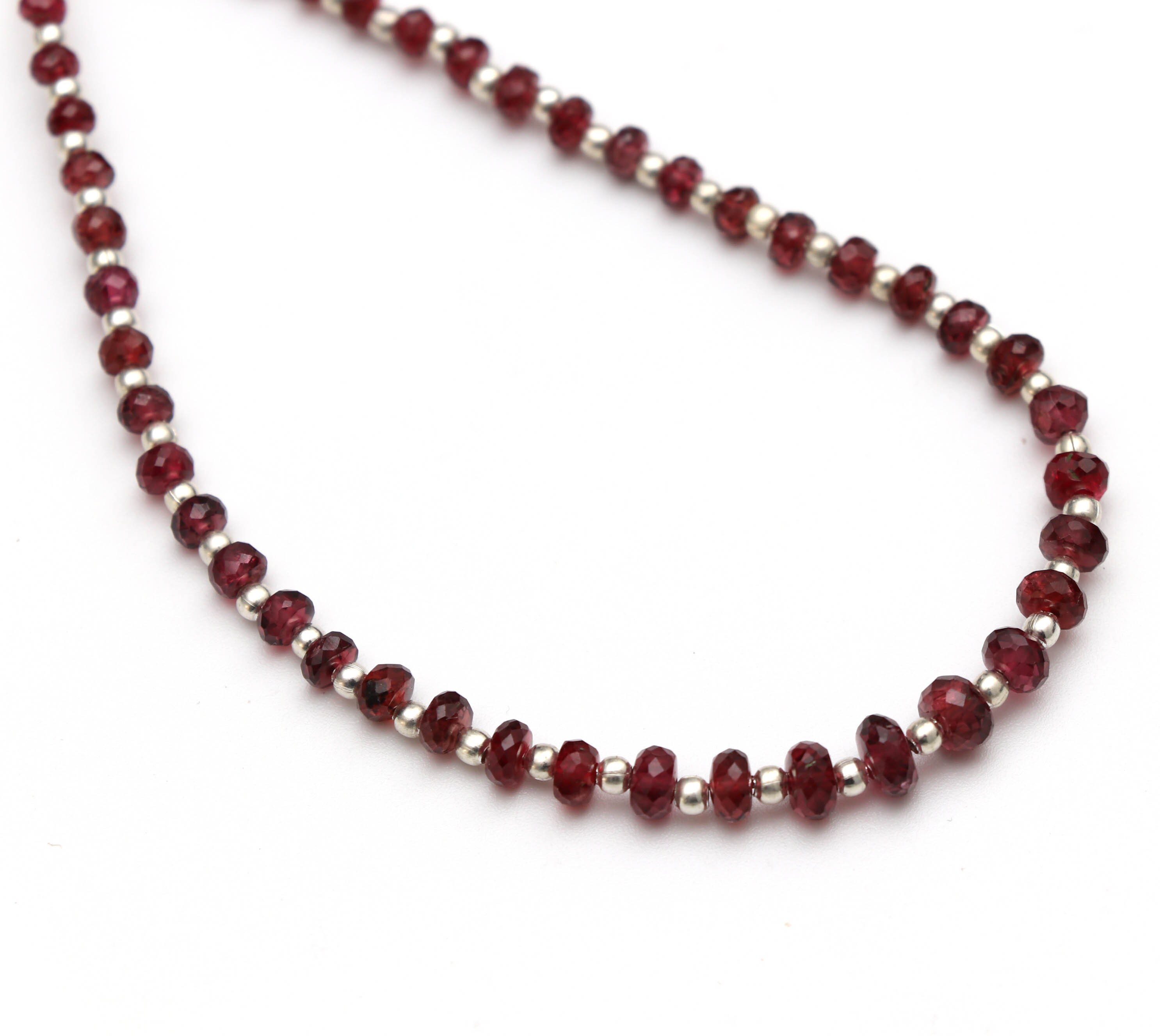 Red Spinel Faceted Roundel Beads With Metal Spacer - 3mm To 5mm - Red Spinel Beads -gem Quality ,8 Inch/ 20 Cm Full Strand, Price Per Strand