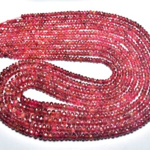 Superb Aaa Red Spinel Rondelle Beads - 14 Inches - Natural Faceted Burmeese Red Spinel Rondelles - Size Is 2.5 -4.5 Mm #2127