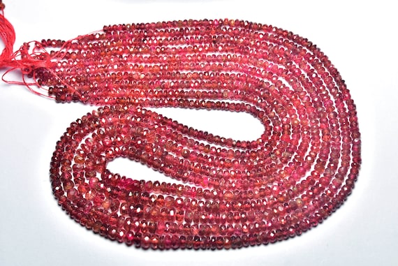 Superb Aaa Red Spinel Rondelle Beads - 14 Inches - Natural Faceted Burmeese Red Spinel Rondelles - Size Is 2.5 -4.5 Mm #2127