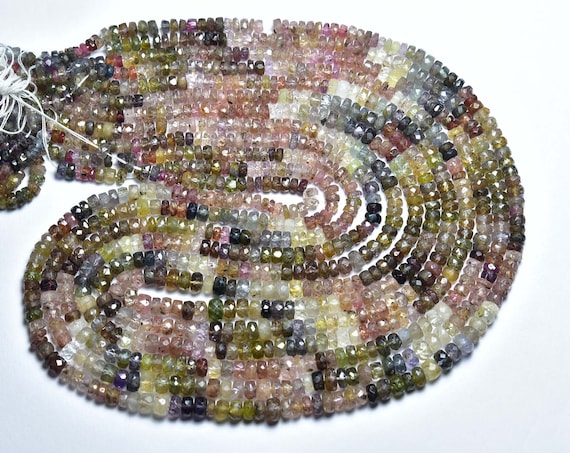 Very Rare Unique Multi Spinel Rondelle Beads - 16 Inches Natural Faceted Burmeese Spinel Rondelles - Size Is 3 -5 Mm #1655