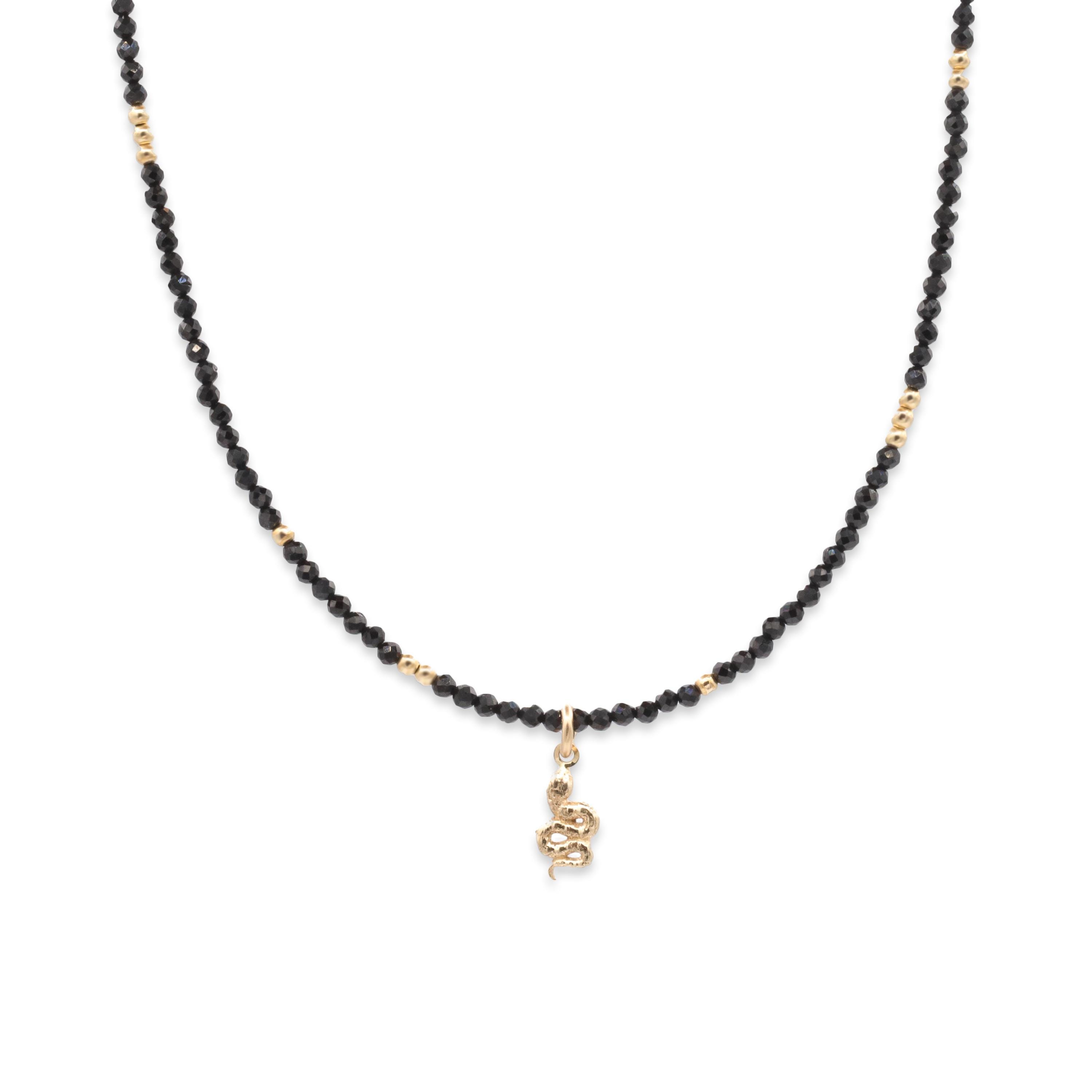 14k Gold Black Spinel Necklace | 2mm Black Spinel Choker | [enbm1245] Gold Black Necklace | Black Spinel 2mm | Black Gemstone