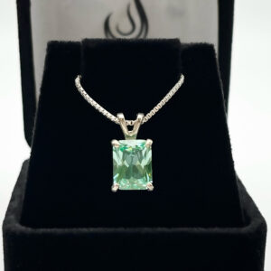 2.5ct Emerald Cut Mint Green Spinel Necklace Jewelry Gift Trending Ice Green Moissanite