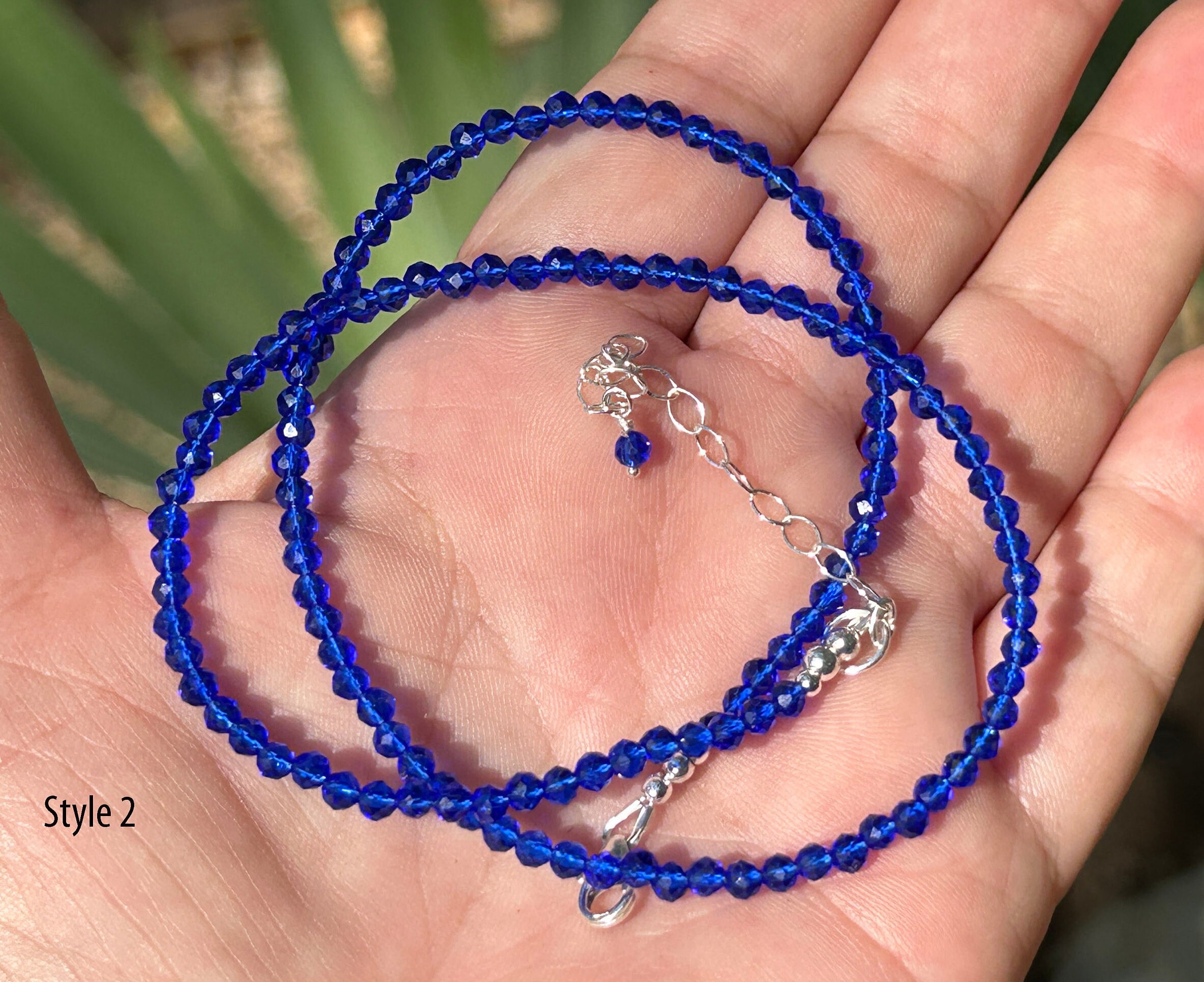 Aaaa 3mm Natural Spinel Sapphire Blue Necklace/september/ 1/8 Inch Bead Natural Spinel/ Sterling Silver/ 14k Rose Or Yellow Gold Filled