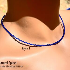 Aaaa Mini Natural Spinel Clear Sapphire Blue Necklace/september Birthday/ 2mm Natural Spinel/ Sterling Silver/ Rose Or Yellow Gold Filled