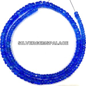 AAAA+ Natural Blue Spinel Faceted Rondelle Beads Sparkling Beads Strand Spinel Gemstone Beads 4-6.MM Rondelle Beads Necklace Gift For Her.