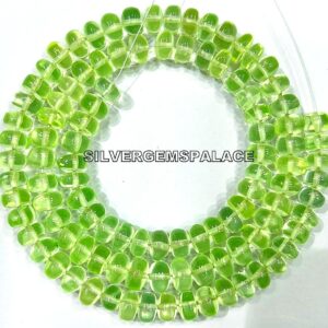 AAAA+ Rare Green Spinel Rondelle Beads Smooth Spinel Gemstone Beads Polished Beads Necklace Parrot Green Beads Pretty Necklace 18”