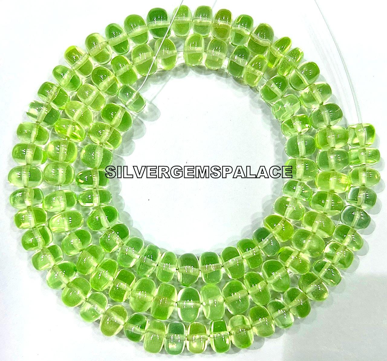 Aaaa+ Rare Green Spinel Rondelle Beads Smooth Spinel Gemstone Beads Polished Beads Necklace Parrot Green Beads Pretty Necklace 18”
