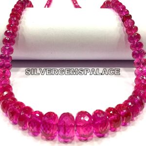 AAAA+ Rare~Pink Spinel Faceted Rondelle Beads Necklace Juicy Pink Color Beads Spinel Gemstone Beads 6-10.MM Graduated Necklace~Gift For Her.