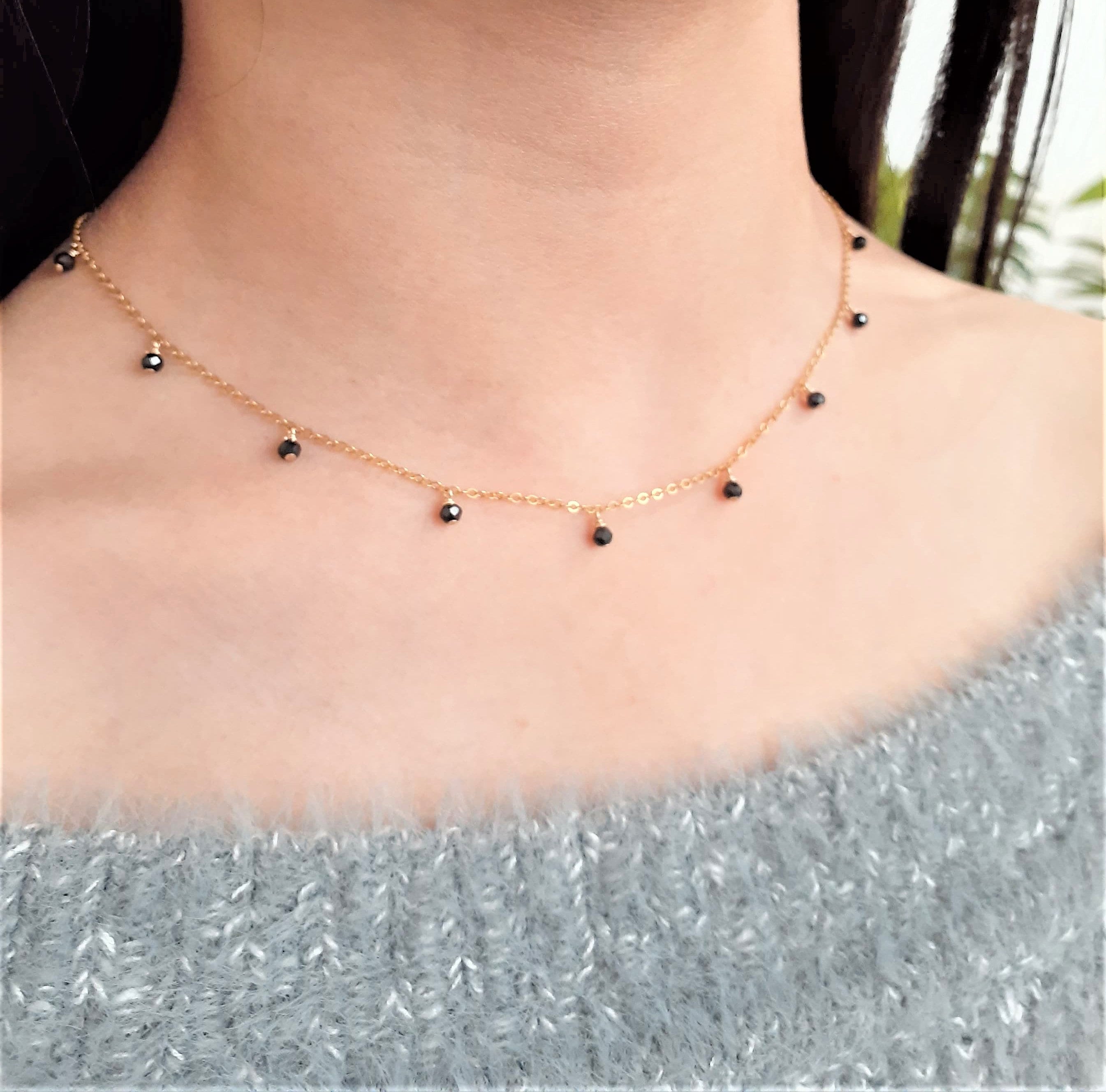 Black Spinel Necklace, August Birthstone / Handmade Jewelry / Gemstone Choker, Dainty Necklace, Simple Gold Necklace, Necklaces For Women Black Spinel Necklace, August Birthstone / Handmade Jewelry / Gemstone Choker, Dainty Necklace, Simple Gold Necklace, Necklaces For Women