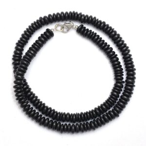 Black Spinel Beaded Necklace, 5-5.5mm Gemstone Saucer Beads