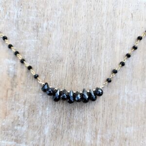 Black Spinel Beaded Gemstone Necklace Gold, Classic Black And Gold Necklace, Minimalist Black Gemstone Necklace, Briolette Necklace Gold Black Spinel Beaded Gemstone Necklace Gold, Classic Black And Gold Necklace, Minimalist Black Gemstone Necklace, Briolette Necklace Gold
