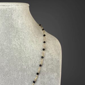 Black Spinel Necklace - Black Chain Necklace - Black And Gold Necklace - Wire Wrapped Gemstone Necklace - Gold Link Necklace - Necklace Set