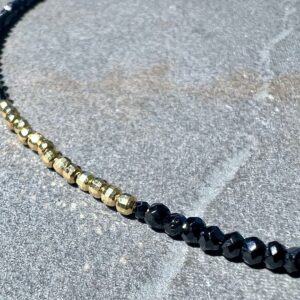 Black Spinel Choker Necklace, Gold-filled Sterling Silver, Adjustable Black Spinel Choker Necklace, Gold-filled Sterling Silver, Adjustable